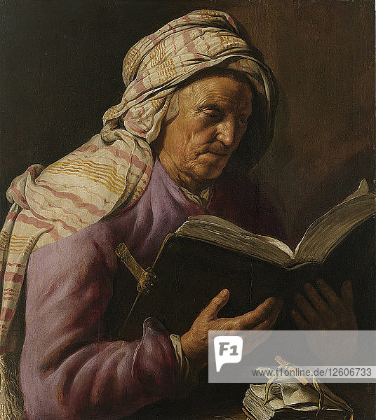 Old Woman Reading 1626-1633. Artist: Lievens Jan (1607-1674)