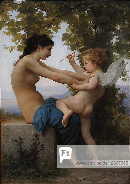 Ein junges Mädchen verteidigt sich gegen den Eros  1880. Künstler: Bouguereau  William-Adolphe (1825-1905)
