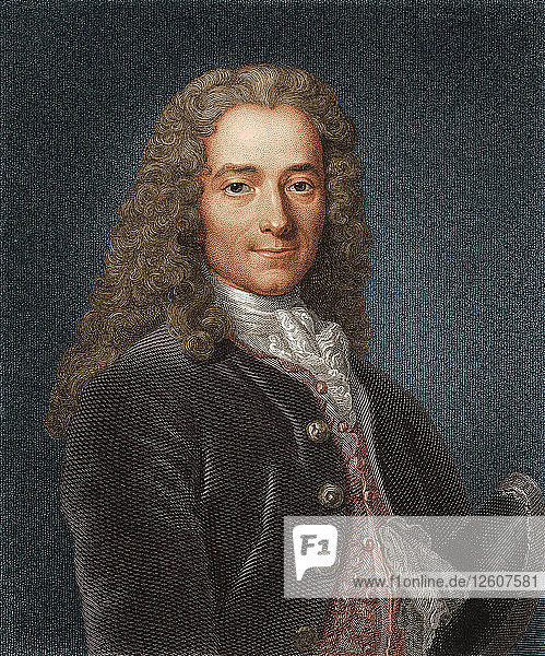 Porträt des Schriftstellers  Essayisten und Philosophen Francois Marie Arouet de Voltaire (1694-1778)  1730er Jahre. Künstler: Anonym