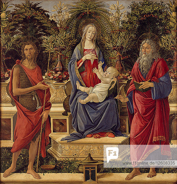 Inthronisierte Madonna mit Kind und Heiligen  1485. Künstler: Botticelli  Sandro (1445-1510)