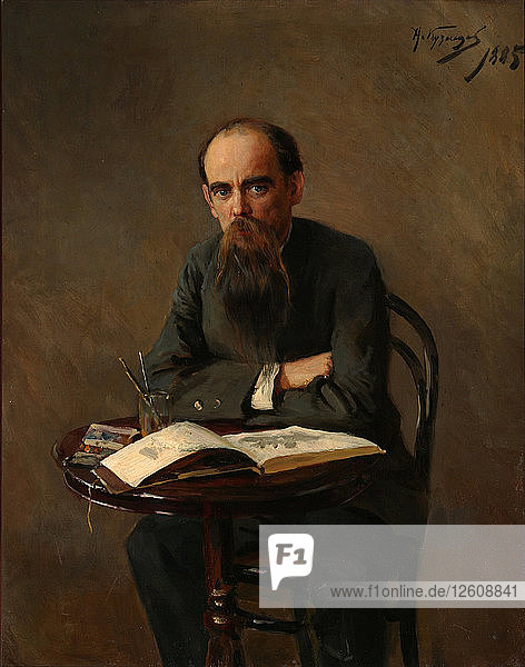 Porträt des Malers Jefim Jefimowitsch Wolkow (1844-1920)  1885. Künstler: Kusnezow  Nikolai Dmitrijewitsch (1850-1929)