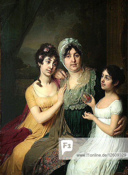 Porträt der Gräfin Anna Bezborodko mit ihren Töchtern Ljubow und Kleopatra  1803. Künstler: Borowikowski  Wladimir Lukitsch (1757-1825)