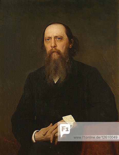 Porträt des Schriftstellers Mikhail Saltykov-Shchedrin (1826-1889)  1879. Künstler: Kramskoi  Iwan Nikolajewitsch (1837-1887)