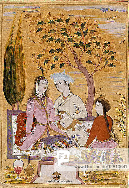 Amorous Couple and a Servant 1696. Artist: Muin Musavvir (1617-1708)