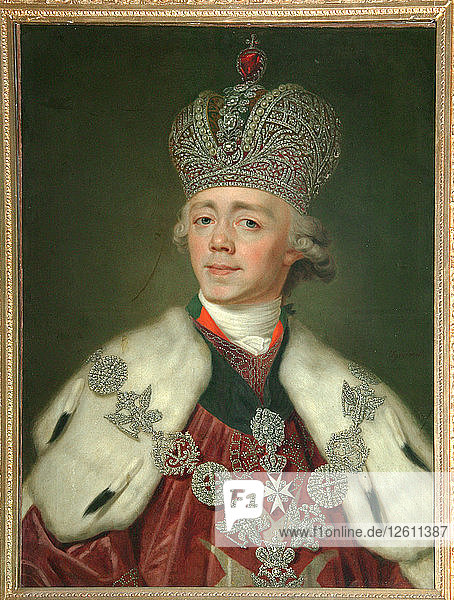 Porträt des Zaren Paul I. von Russland (1754-1801)  1799-1800. Künstler: Borowikowski  Wladimir Lukitsch (1757-1825)