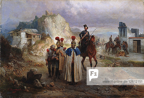 Die gefangenen Franzosen im Jahr 1814  1885. Künstler: Willewalde  Gottfried (Bogdan Pawlowitsch) (1818-1903)