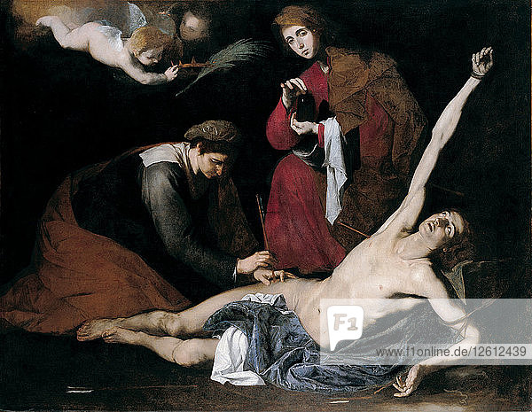Der heilige Sebastian  von den heiligen Frauen betreut  um 1621. Künstler: Ribera  José  de (1591-1652)