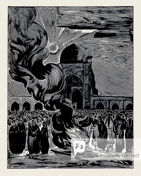 Die Befreiung der muslimischen Frauen. Verbrennung des Schleiers  1928. Künstler: Krawtschenko  Alexej Iljitsch (1889-1940)
