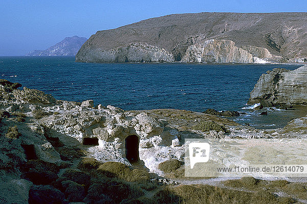 Phyllakopi auf Milos  ein antikes Zentrum des Obsidianhandels  31. Jahrhundert vor Christus. Künstler: Unbekannt