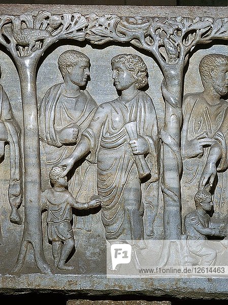 Detail eines frühchristlichen Sarkophags. Künstler: Unbekannt