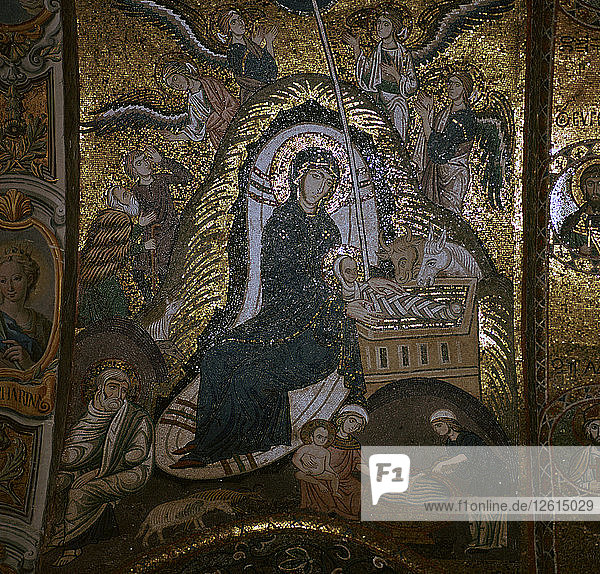 A mosaic of the nativity  12th century. Artist: Unknown