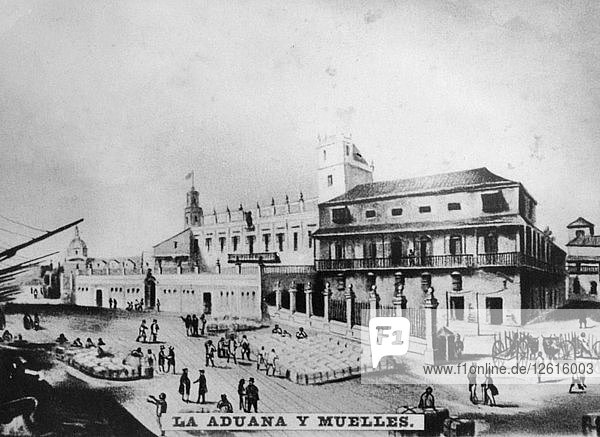 Customs house and wharves  Havana  Cuba  1841  [c1910]. Artist: Unknown
