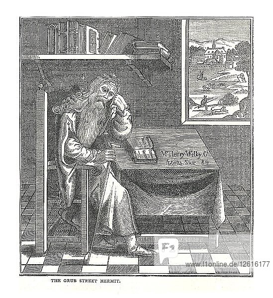 The Grub Street Hermit. From a picture published by Richardson  1878. Artist: Walter Thornbury.