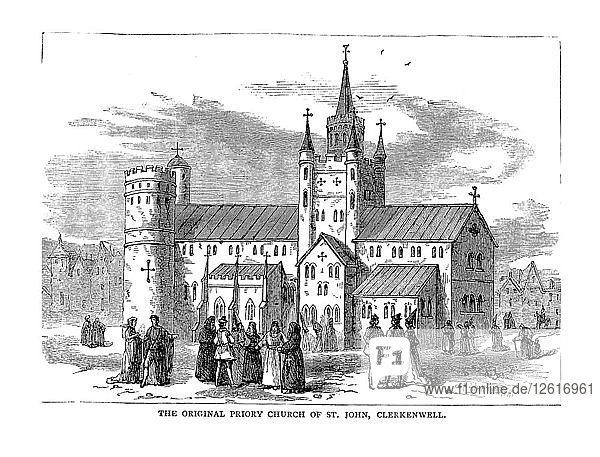 Die ursprüngliche Klosterkirche St. Johannes  1878. Künstler: Unbekannt