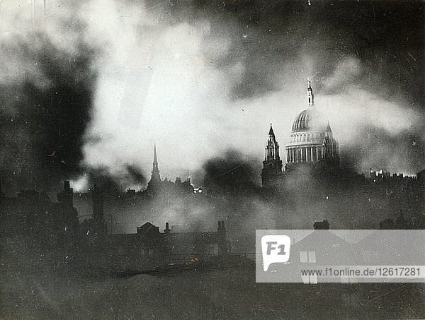 St Pauls Cathedral  London  during the Blitz  World War II  29 December 1940. Artist: Unknown