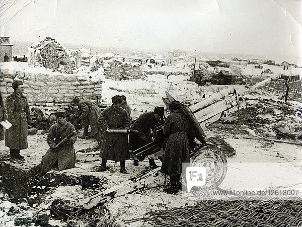 Sowjetische Artillerie im Einsatz  Schlacht um Stalingrad. Künstler: Unbekannt