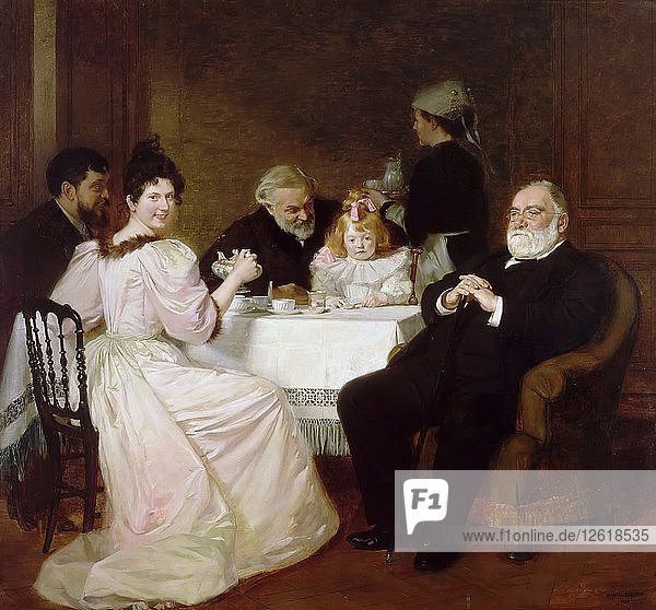 Familientreffen im Haus von Madame Adolphe Brisson. Künstler: Baschet  Marcel André (1862-1941)