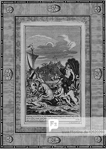 Neptun provoziert  um die Griechen zu besiegen Künstler: Paul Fourdrinier.