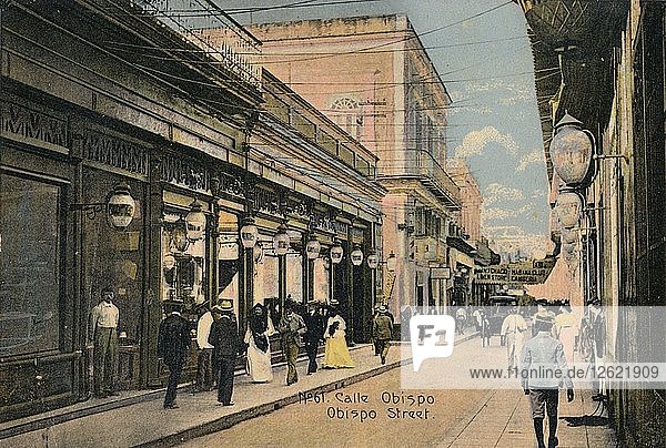 Nr. 61. Calle Obispo. Obispo-Straße  Havanna  Kuba  um 1910. Künstler: Unbekannt