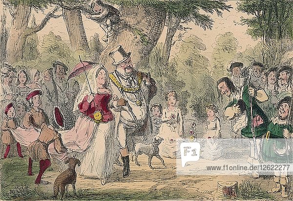 Henry the 8th and his Queen out a Maying  1850. Artist: John Leech