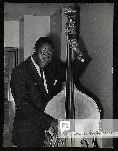 Portrait of American double bass player Curtis Counce  c1950s. Artist: Denis Williams
