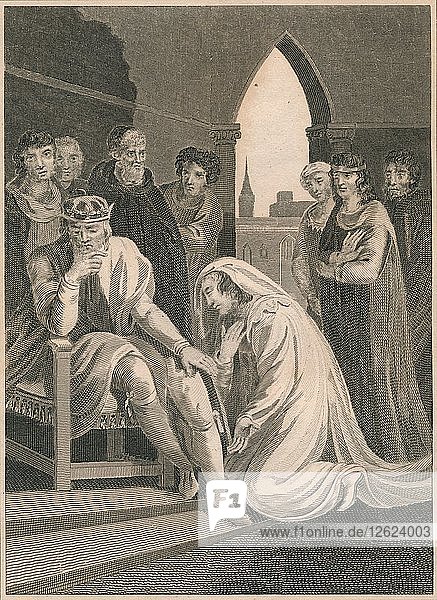 Königin von Richard II.  die sich für das Leben von Simon Burley einsetzt  1388  (1864). Künstler: T. Cook