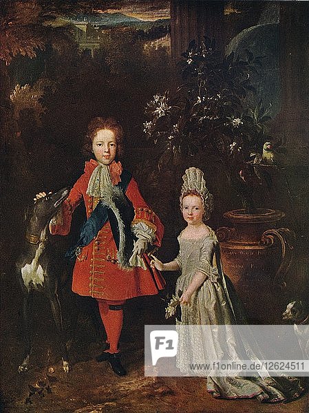 James Francis Edward Stuart (1688-1765)  Louisa Maria Theresa Stuart (1692-1712)  1695  (1915). Künstler: Nicolas de Largilliere