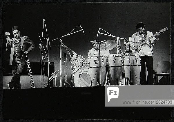 Dizzy Gillespie and guitarist Rodney Jones on stage  Beaulieu  Hampshire  July 1977. Artist: Denis Williams