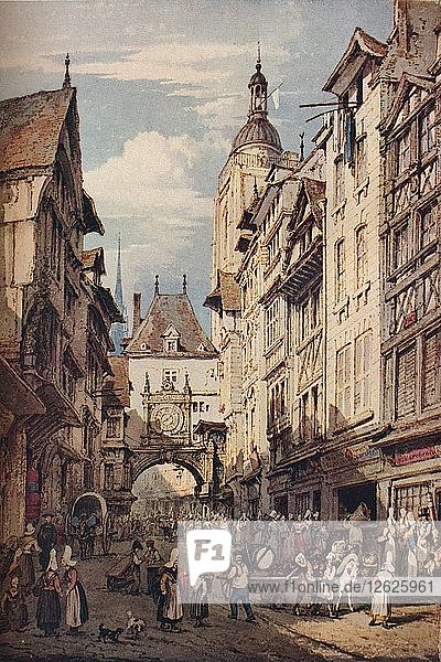 Rue De La Grosse Horloge  Rouen  1821. Artist: Henry Edridge.