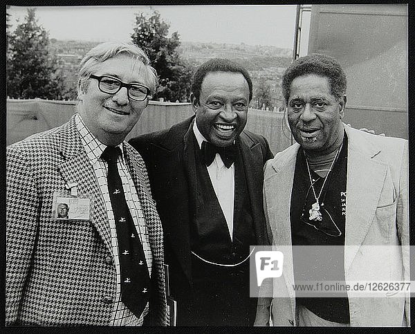 Dennis Matthews of Crescendo International with Lionel Hampton and Dizzy Gillespie  London  1979. Artist: Denis Williams