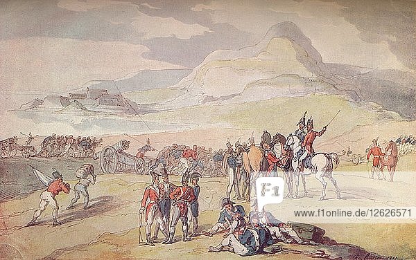 Militärische Szenerie: Landung von Truppen und Geschützen  1801. (1914). Künstler: Thomas Rowlandson