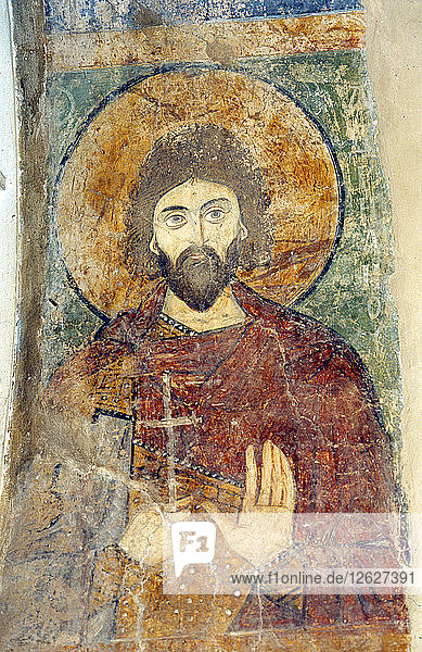 Der Heilige Adrian. Künstler: Altrussische Fresken