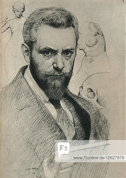 Porträt des Künstlers: Bleistiftzeichnung von Sigmund Lipinsky  um 1893-1924  (1924). Künstler: Sigmund Lipinsky