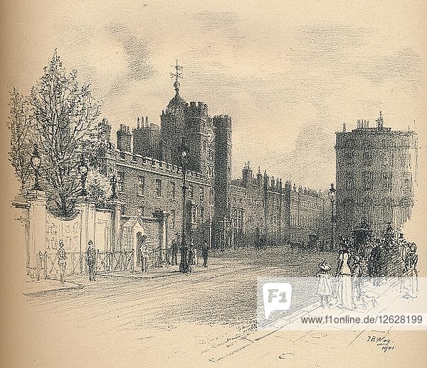 Gesamtansicht des St. Jamess Palace  von der Pall Mall aus  1902. Künstler: Thomas Robert Way.