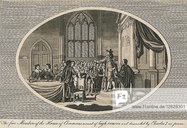 Die fünf des Hochverrats angeklagten Mitglieder des Unterhauses  1642 (1793). Künstler: Unbekannt.
