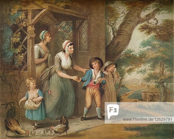 Auf dem Weg zur Schule  19. Jahrhundert. Künstler: Charles Turner.