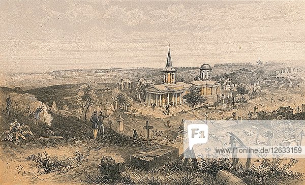 Quarantänefriedhof und Kirche mit französischer Batterie Nr. 50  1856. Künstler: Georges McCulloch.