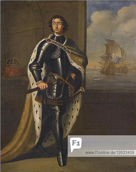 Porträt von Zar Peter I. dem Großen (1672-1725)  1690er Jahre. Künstler: Kneller  Sir Gotfrey (1646-1723)