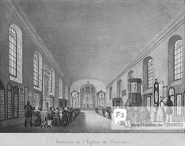Interieur der Kirche von Waterloo  um 1830. Künstler: Unbekannt.