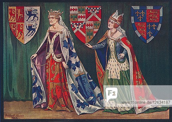 Margaret  Prinzessin von Wales  1410. Joice  Lady Tiptoft  1460  1926. Künstler: Herbert Norris.