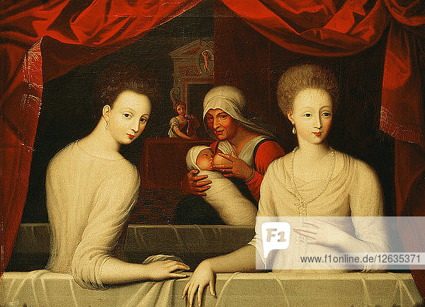 Gabrielle dEstrées und eine ihrer Schwestern  Herzogin von Villars  Ende des 16. Jahrhunderts. Künstler: Anonym