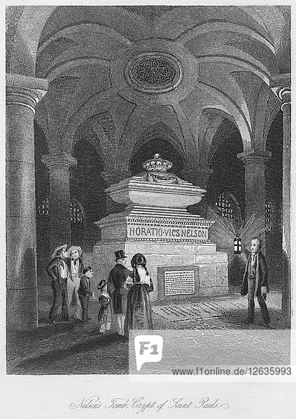 Nelsons Grabmal  Krypta von Saint Pauls  um 1841. Künstler: Thomas Hosmer Shepherd.