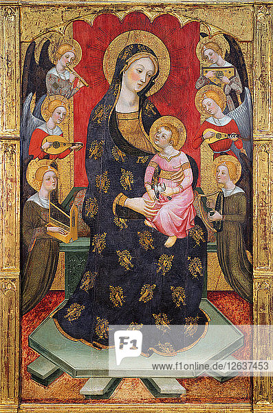 Madonna mit musizierenden Engeln  um 1380. Künstler: Serra  Pere (tätig um 1357-1406)