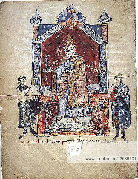 Mathilda von Toskana (aus: Vita Mathildis di Donizone di Canossa)  zwischen 1111 und 1115. Künstler: Donizone di Canossa (tätig Anfang 12. Jh.)