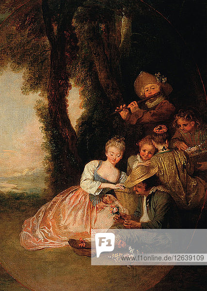 Die Liebeserklärung  um 1716. Künstler: Watteau  Jean Antoine (1684-1721)