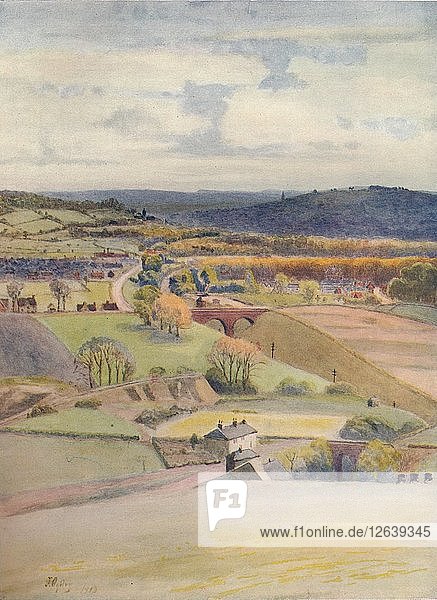 Blick über Merstham und Redhill  von Alderstead aus  1913  (1914). Künstler: James S. Ogilvy.