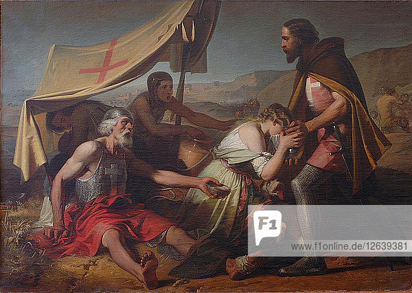 Der Durst der ersten Kreuzfahrer  1852. Künstler: Guardassoni  Alessandro (1819-1888)