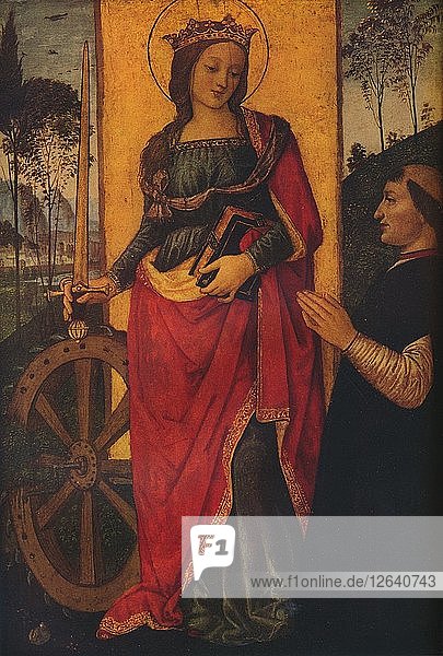 Heilige Katharina von Alexandrien mit einem Stifter  um 1480. Künstler: Bernardino Pinturicchio.