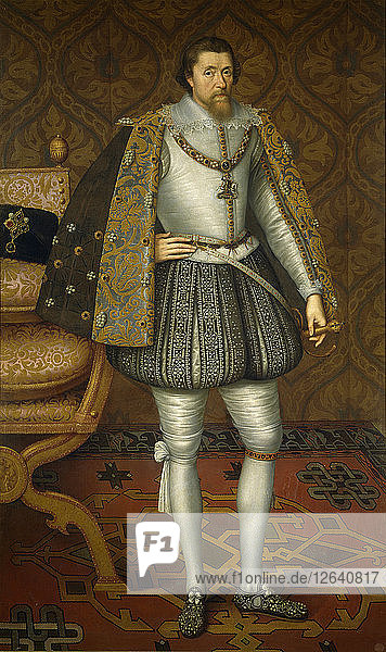 Porträt von König Jakob I. von England (1566-1625)  um 1605. Künstler: De Critz (Decritz)  John  der Ältere (1551/2-1642)