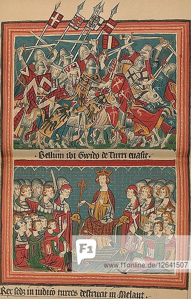 Battle and Court of Justice During Henry VIIs March Upon Rome: A Page from the Codex Balduineus  Artist: Unknown.